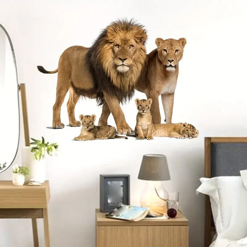 Realistic Lion Family 3D Wall Decal 30.7" x 23.6" NEW! Home & Garden:Home Décor:Decals, Stickers & Vinyl Art Style Your Walls
